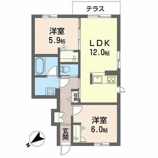 イースト ベイ【0105号室】の間取り