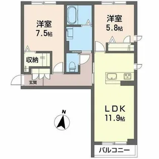 シャーメゾン ピュアワン【0201号室】の間取り