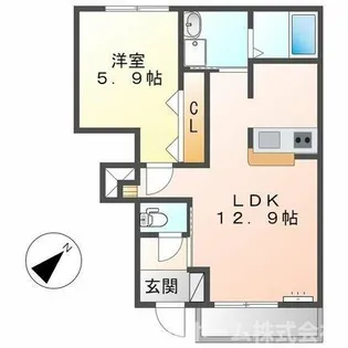 アクア ドルチェ ドゥーエ【102号室】の間取り