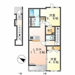 ボスコ三本木【202号室】の間取り