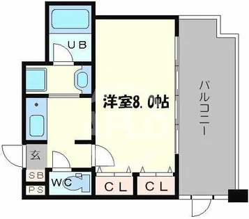 コスモリード谷町六丁目【14階】の間取り