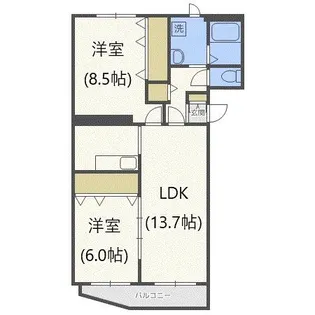 2条ハイツ【3階】の間取り