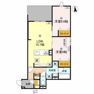 グリーンコート杭全【2階】の間取り