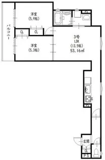 2LDKの間取り画像
