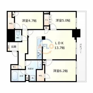 ローレルタワー堺筋本町【24階】の間取り