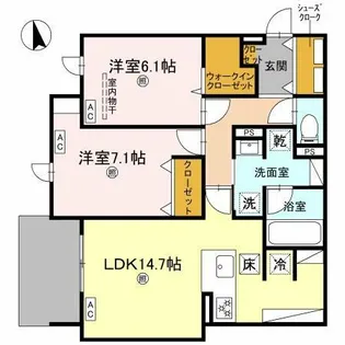 グリーンコート杭全【2階】の間取り