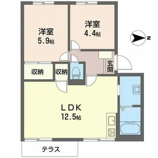 グリーンハイツ箕山【0102号室】の間取り