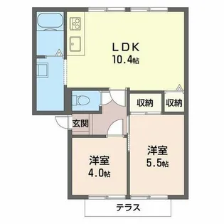 グランドゥールB【0102号室】の間取り