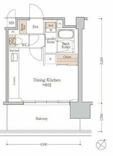 ジオエント梅田北リバーフロント【9階】の間取り