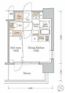 ジオエント梅田北リバーフロント【10階】の間取り