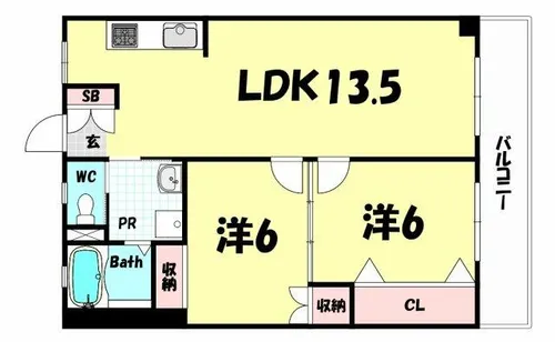 北野マンション1号棟【2階】の間取り