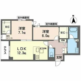 シャーメゾン三条東山【0101号室】の間取り