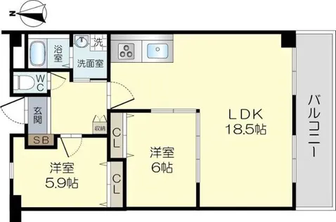 フローエンス吉田Ⅱ【2階】の間取り