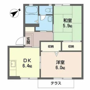 フレグランス サンサン【B103号室】の間取り