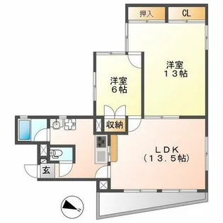 タウンズ幅下【201号室】の間取り