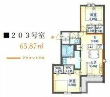 内代レジデンスサウス【4階】の間取り