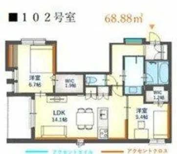 内代レジデンスサウス【4階】の間取り