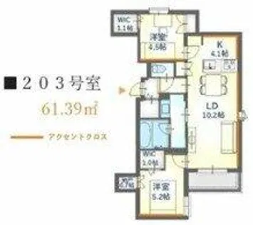 内代レジデンスノース【3階】の間取り