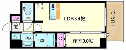 プレサンス難波マジョリティ【6階】の間取り