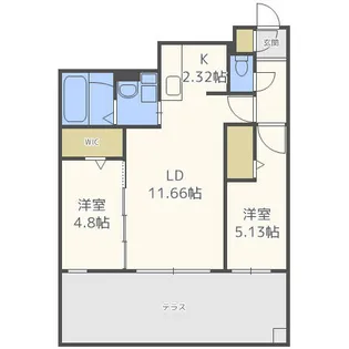 プライムコート平岸【1階】の間取り