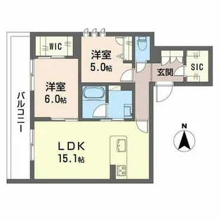 ジェイエイチエスプレミア西大寺【0205号室】の間取り