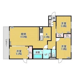 レジデンス白石中央Ⅰ【5階】の間取り