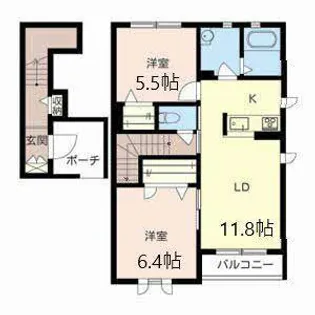 シャーメゾン やまぶき【B202号室】の間取り