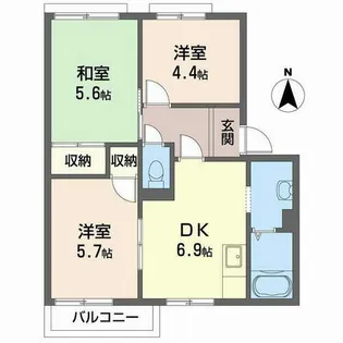 アルカディアA・B【A205号室】の間取り