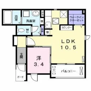 エレガンシア アンジュ【102号室】の間取り