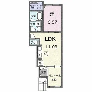 ベルヴィ安田【102号室】の間取り