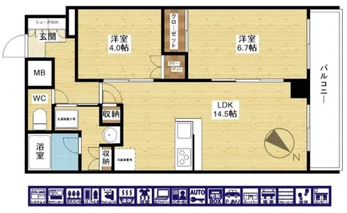 ジオタワー大阪十三【20階】の間取り