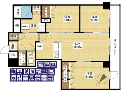 ジオタワー大阪十三【34階】の間取り