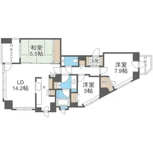 じょうてつドエルアイム中央図書館【8階】の間取り