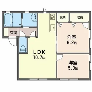 ファミール橘【0102号室】の間取り
