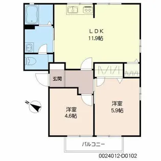 フィールドコート本城 D棟【1階】の間取り