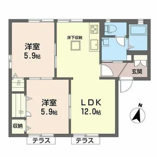 グリーンハウス城角 B棟【B0101号室】の間取り