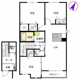 リアンK ドゥーエ【B0202号室】の間取り