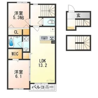 アーサー住之江【3階】の間取り