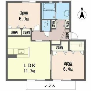 カーサヴェルデ桜井【0102号室】の間取り