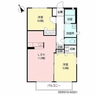 クレインフィールド【A0201号室】の間取り