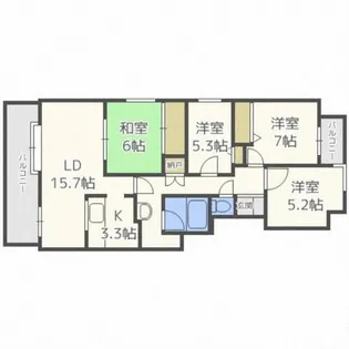 リーベンデール月寒中央【3階】の間取り