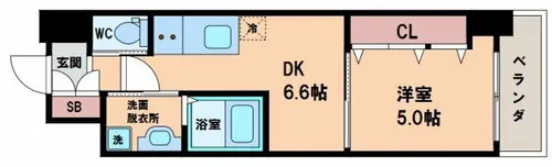 クローバー・グランツ阿倍野【9階】の間取り