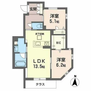 シャーメゾン エムエイチ 曽根東【0102号室】の間取り