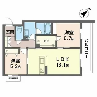シャーメゾンビバーチェ東岸和田【0201号室】の間取り