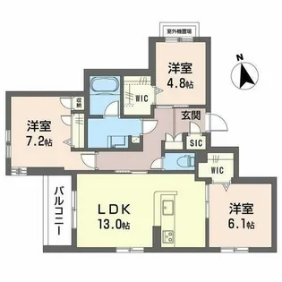 シャーメゾン 伽羅橋【0202号室】の間取り
