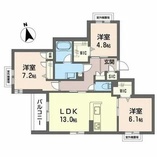 シャーメゾン 伽羅橋【0302号室】の間取り