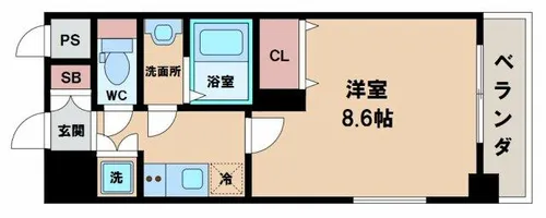 レジュールアッシュ天王寺【4階】の間取り
