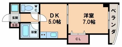 ルシエ桃谷【1階】の間取り