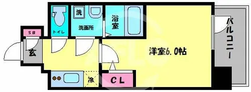 エスリード弁天町グランツ【4階】の間取り