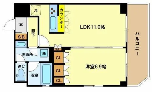 リーガル京町堀【11階】の間取り